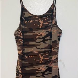 Fitted army fatigue jumpsuit.